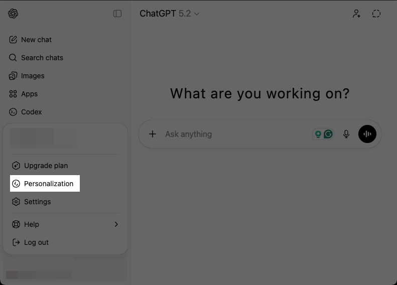open chatgpt settings