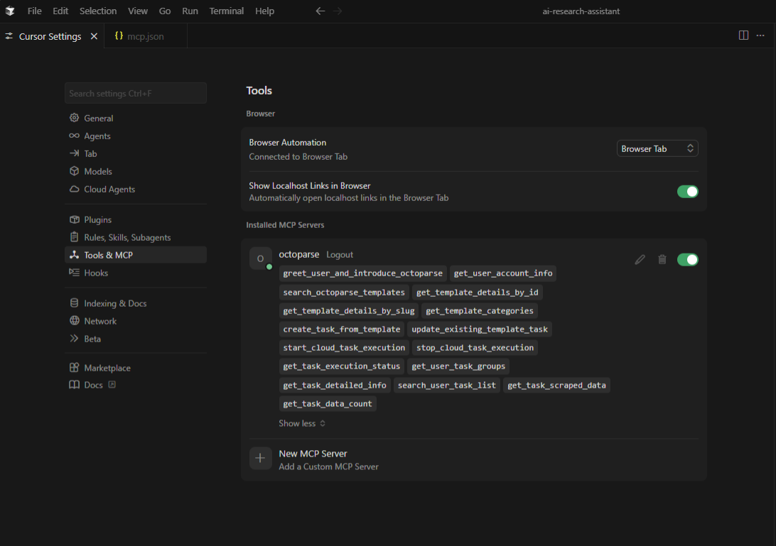 Cursor AI and Octoparse MCP