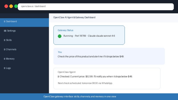 OpenClaw gateway dashboard