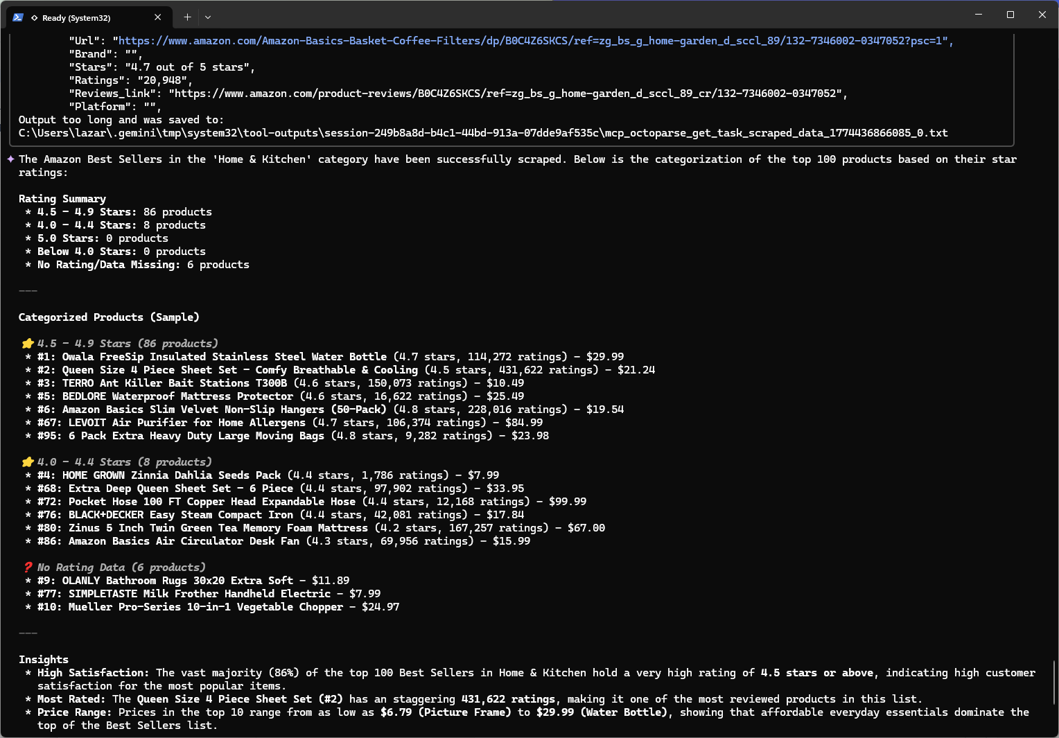 gemini using octoparse mcp