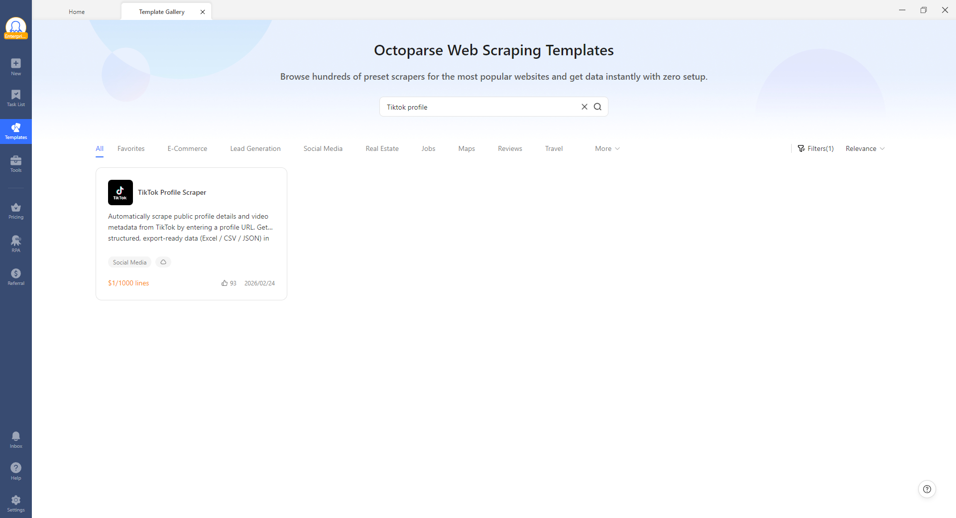 octoparse tiktok profile scraper