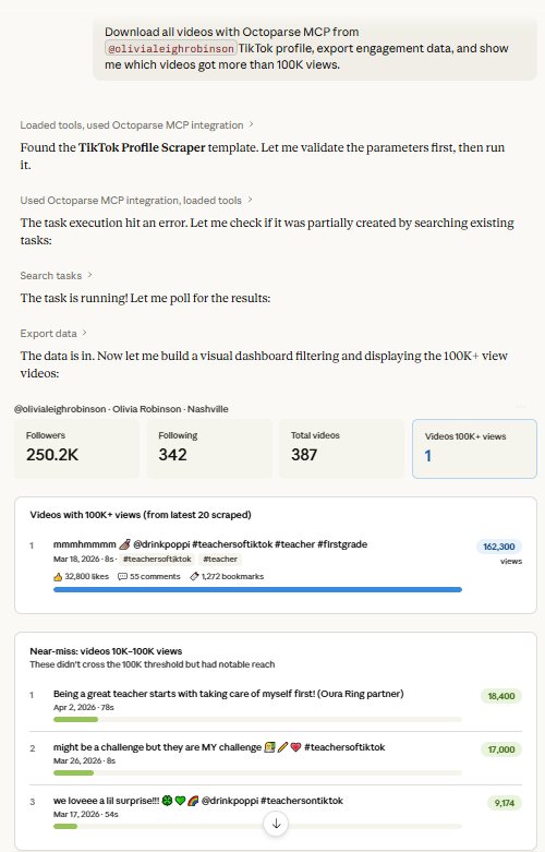 use octoparse mcp in claude