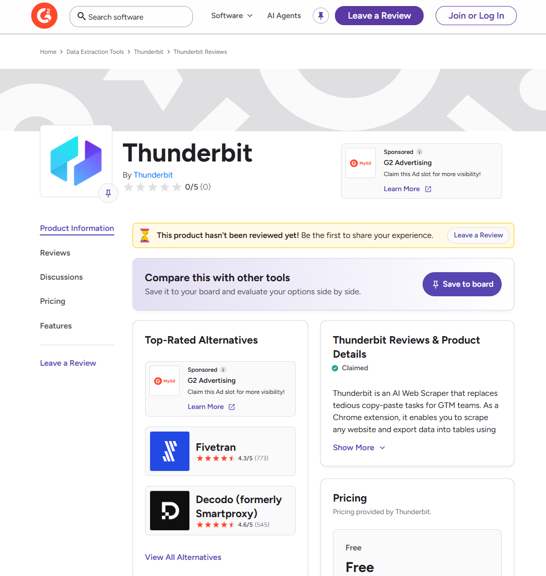 G2 rating thunderbit