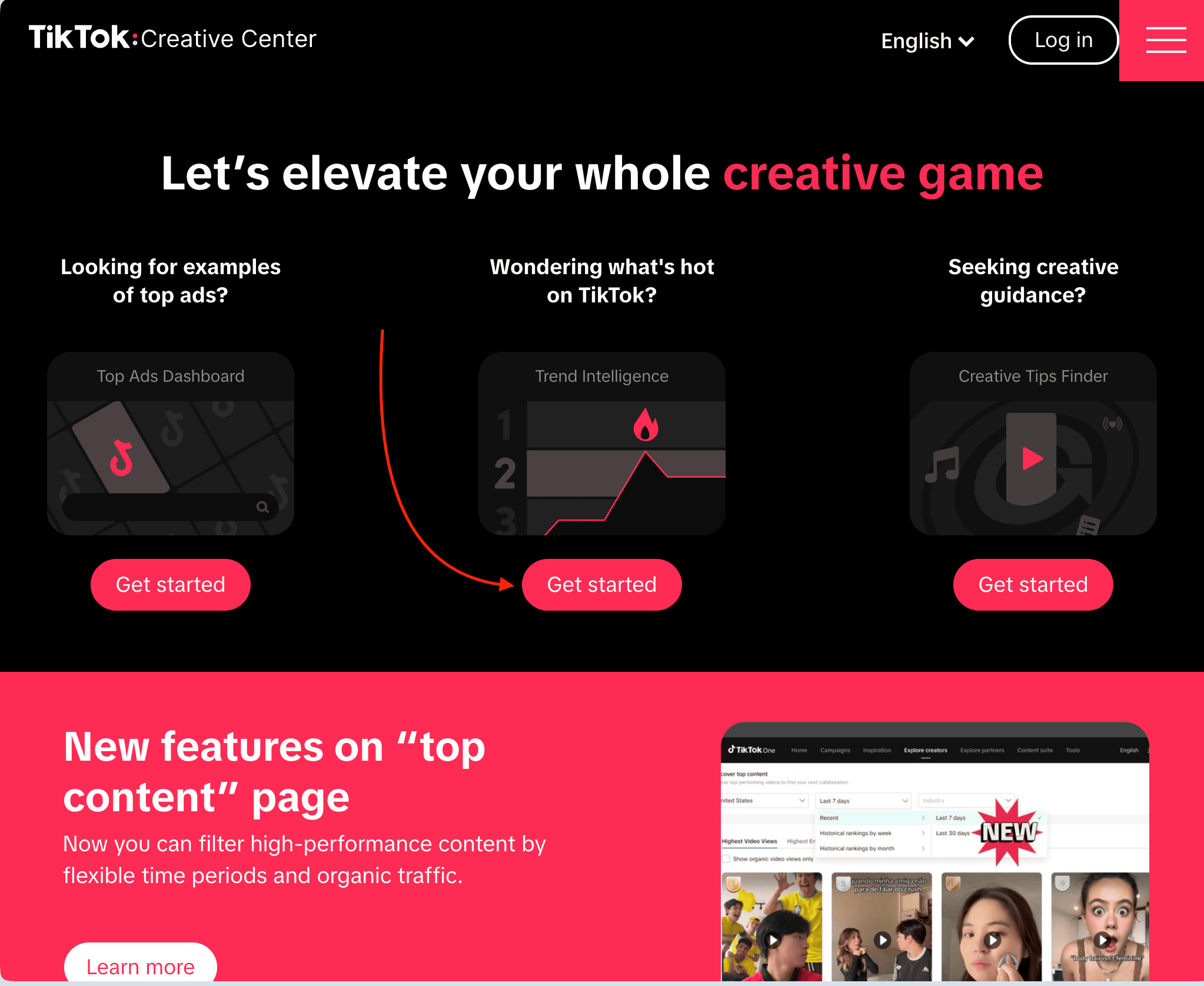 try tiktoks creative center