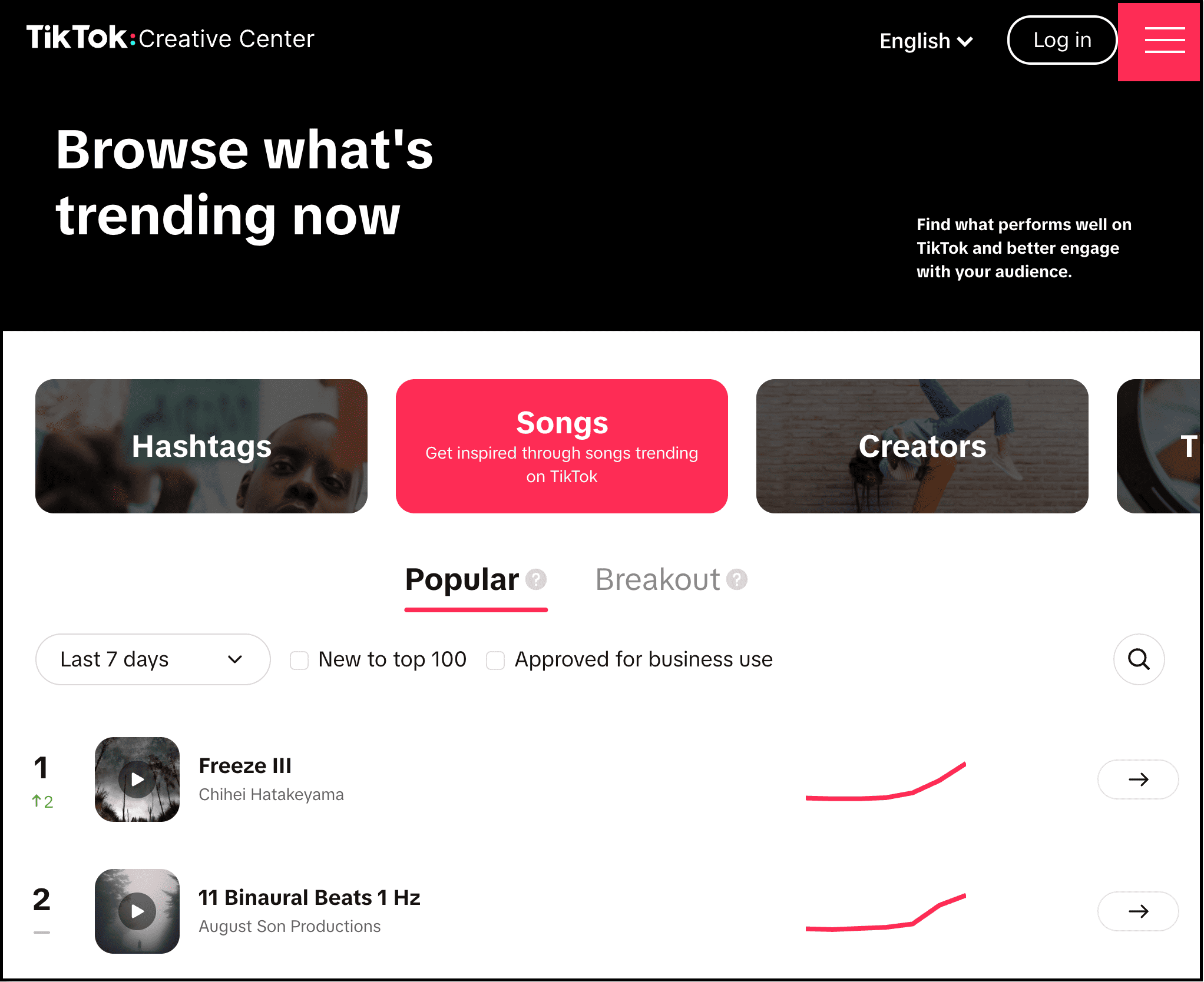 browse the trending page