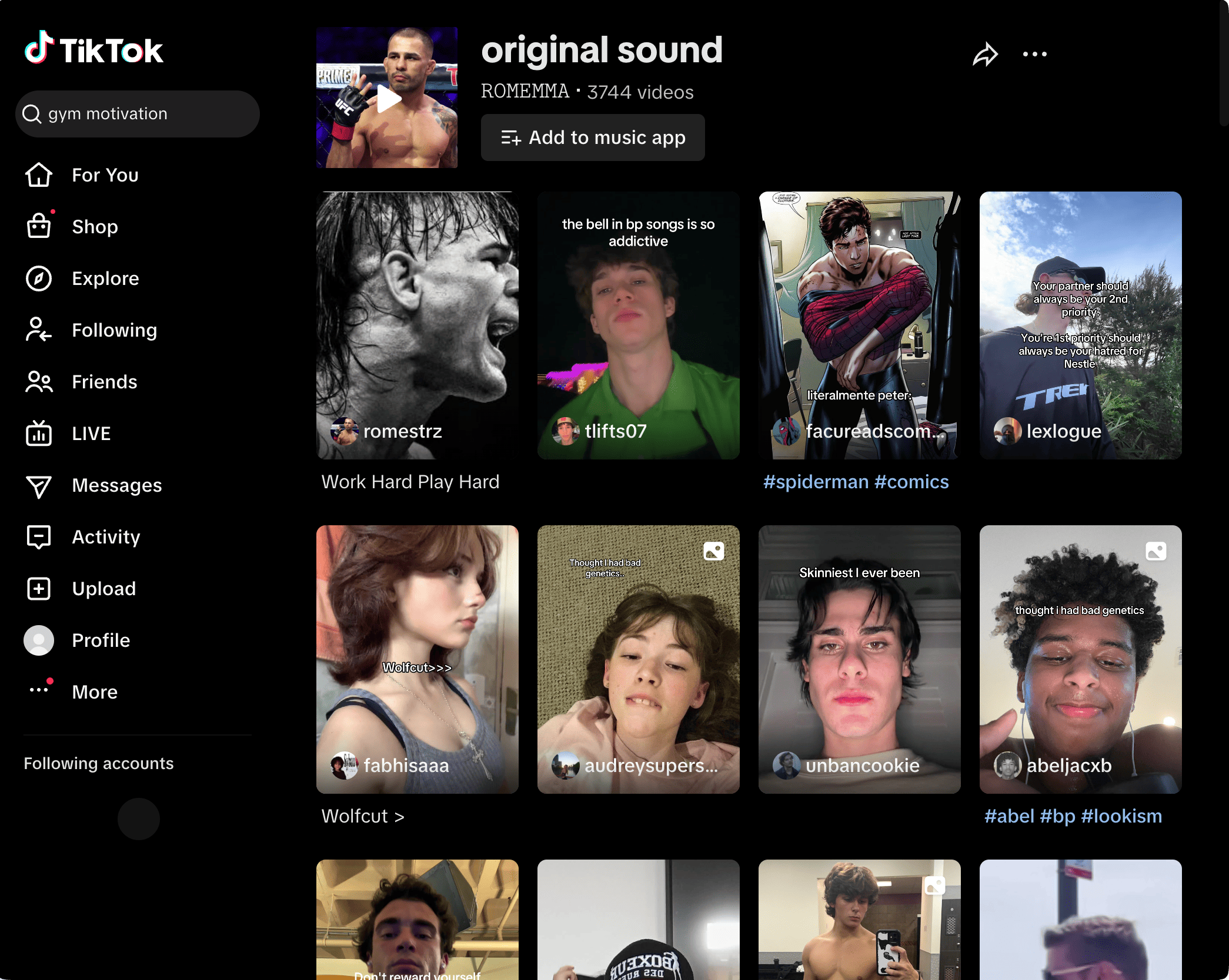 multiple videos using the same trending tiktok sound