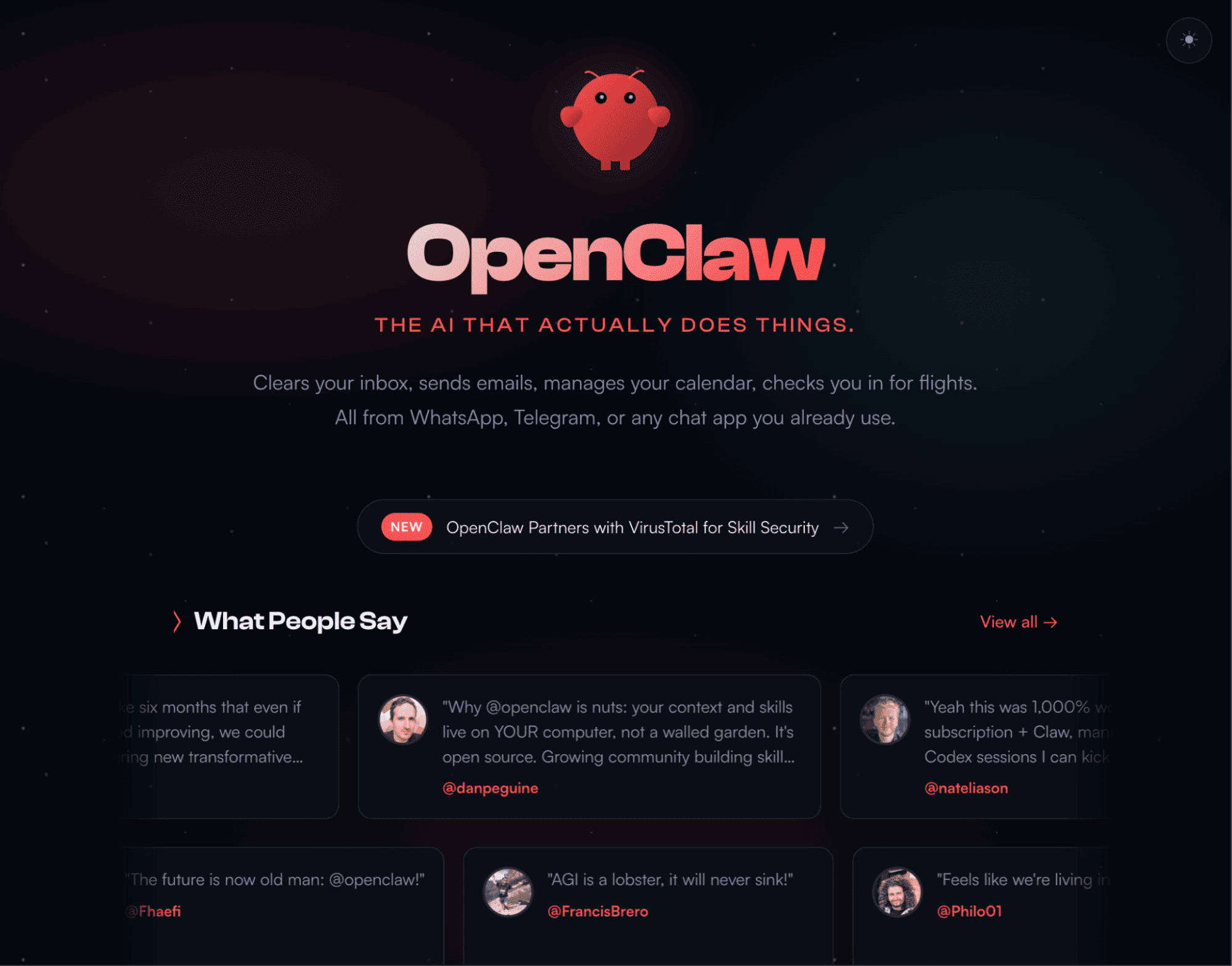 openclaw landing page