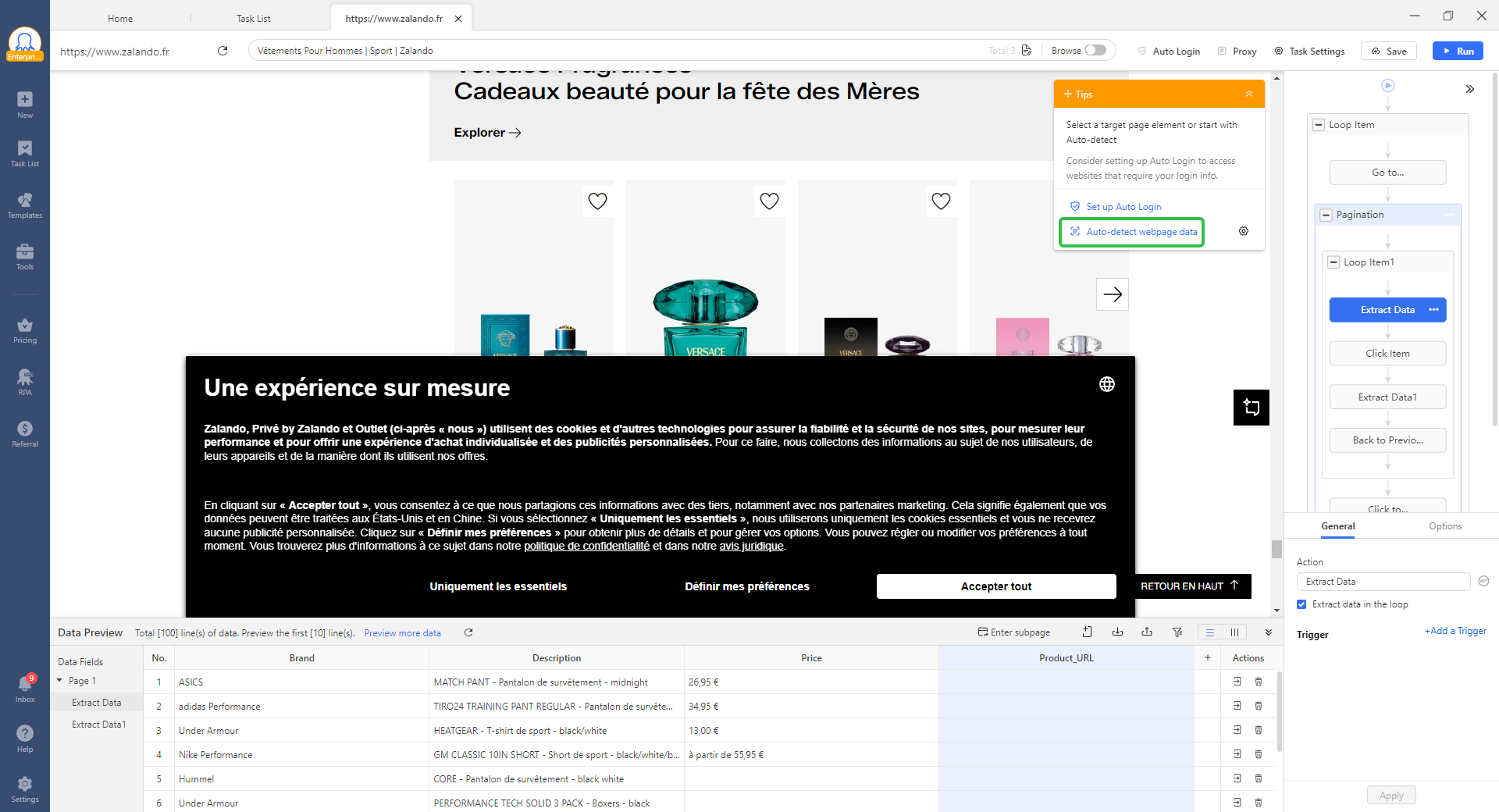 octoparse auto-detect