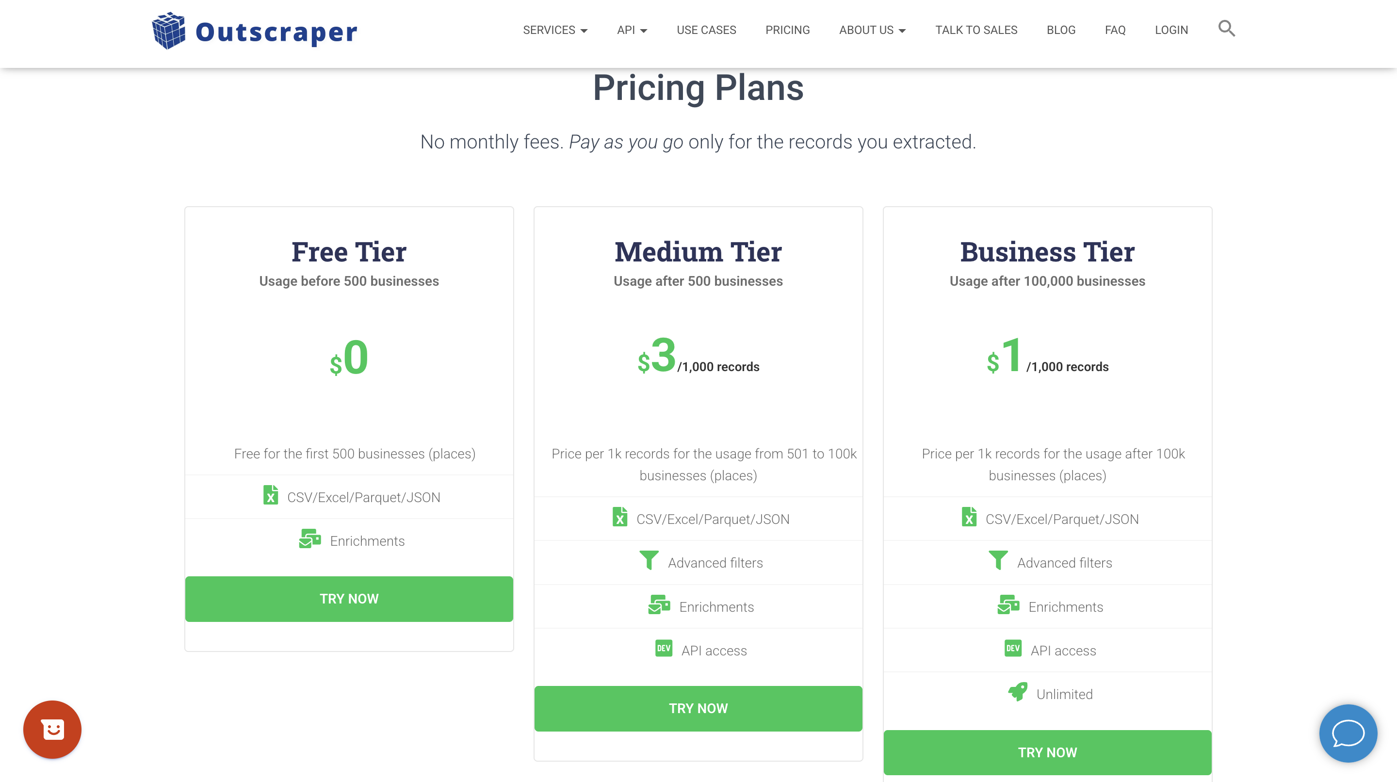outscraper pricing information