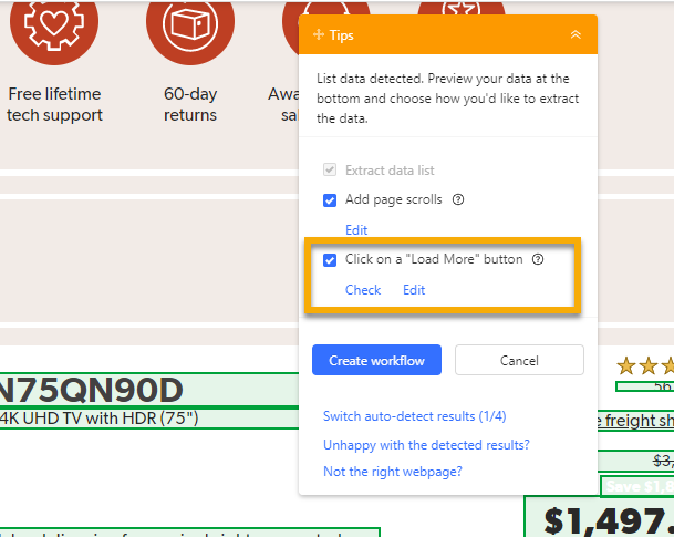 load more button setup in octoparse