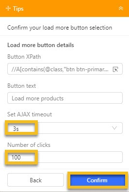 load more button setup in octoparse