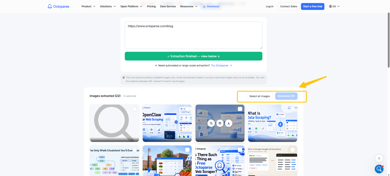 octoparse online image extractor