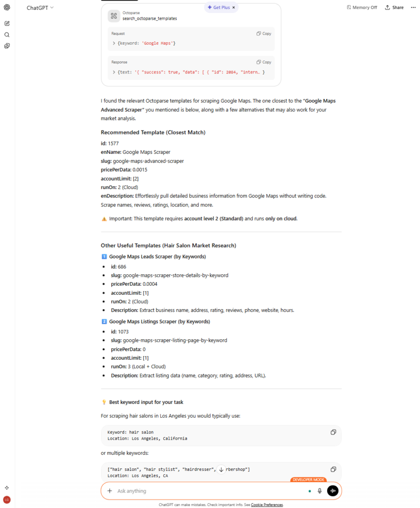 octoparse scraping google maps