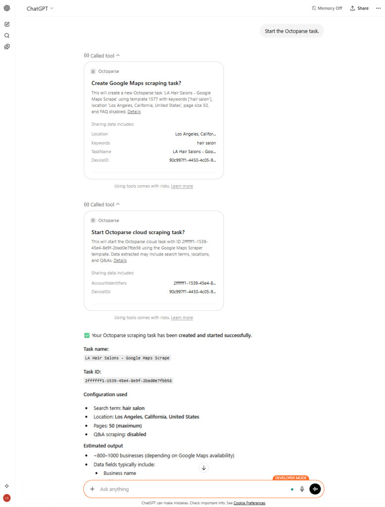 start octoparse scraping tasks