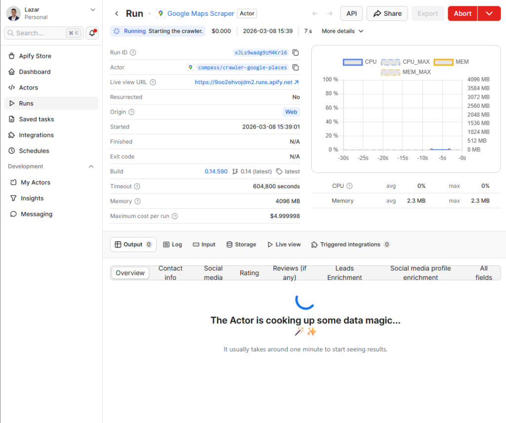 apify scraping google maps