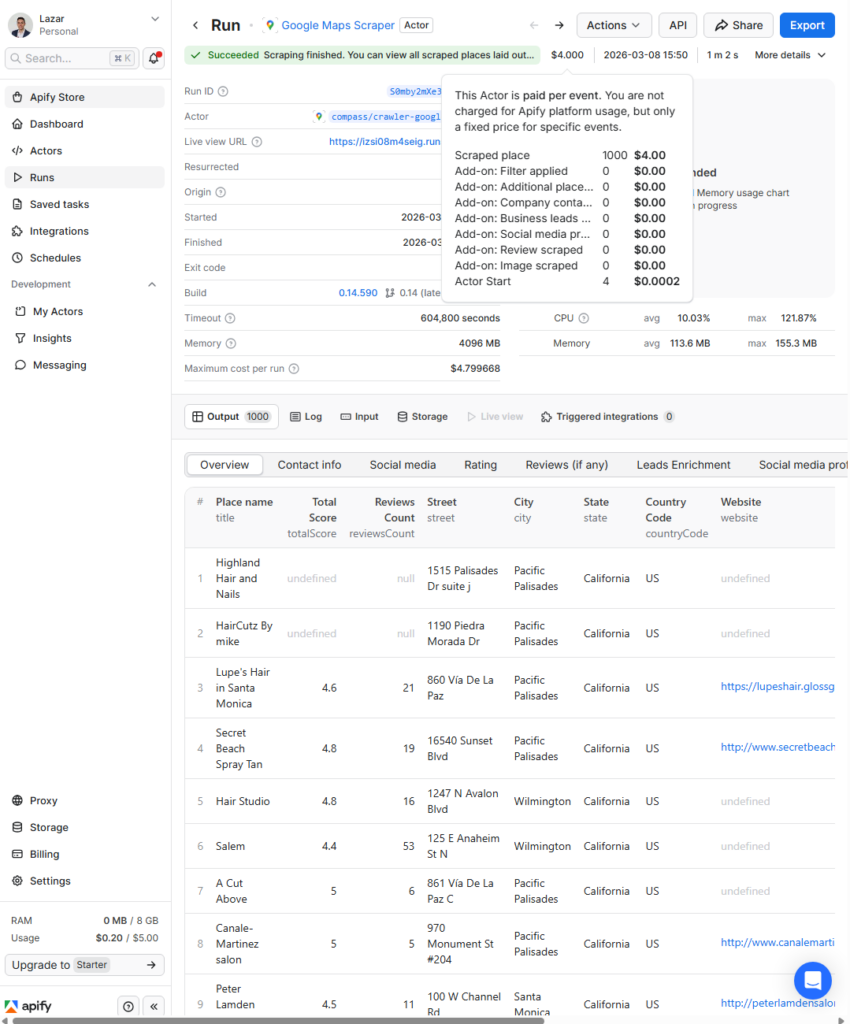 apify scraping google maps