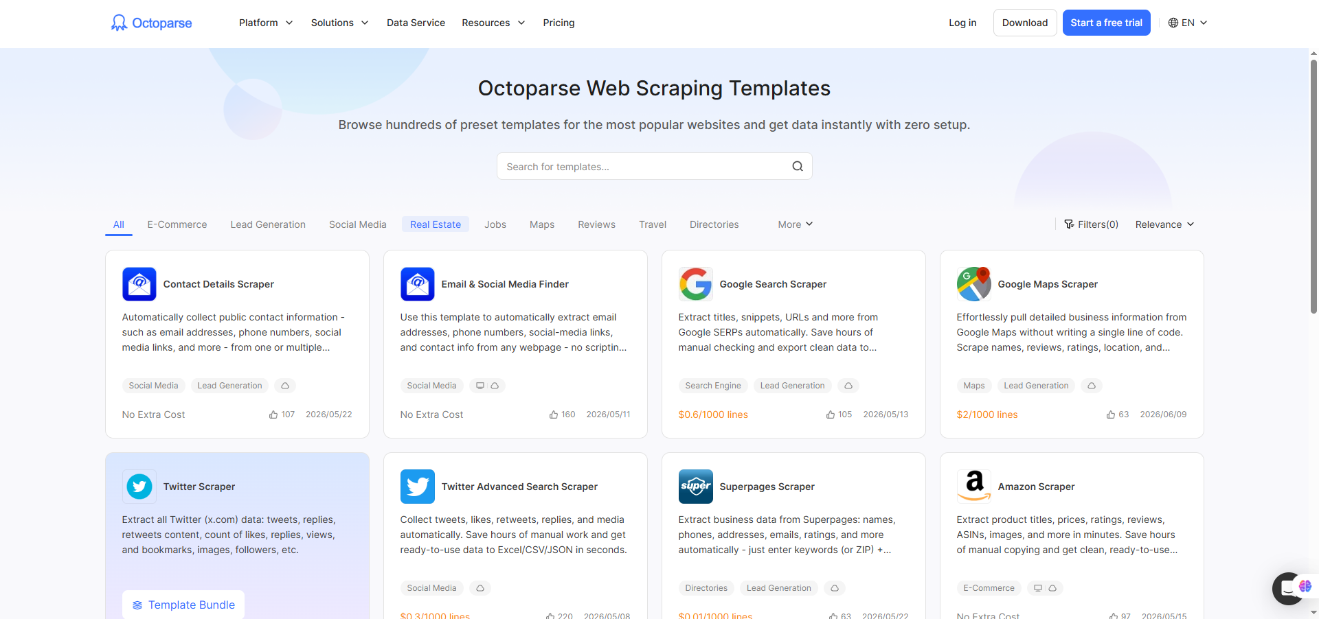 Octoparse template