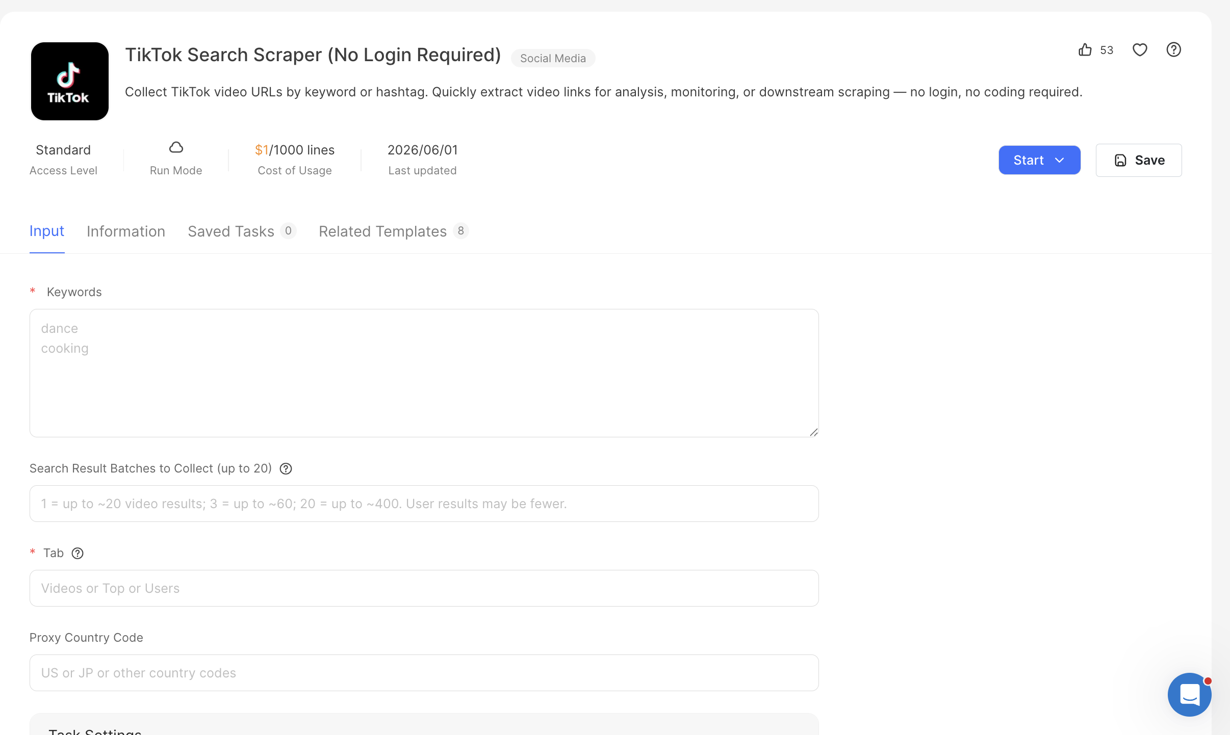 TikTok Search Scraper