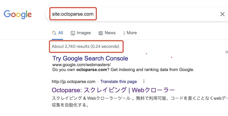 checking indexed pages of a domain