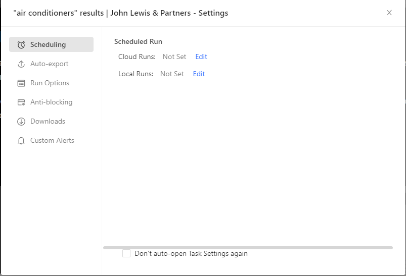 Octoparse task scheduling settings