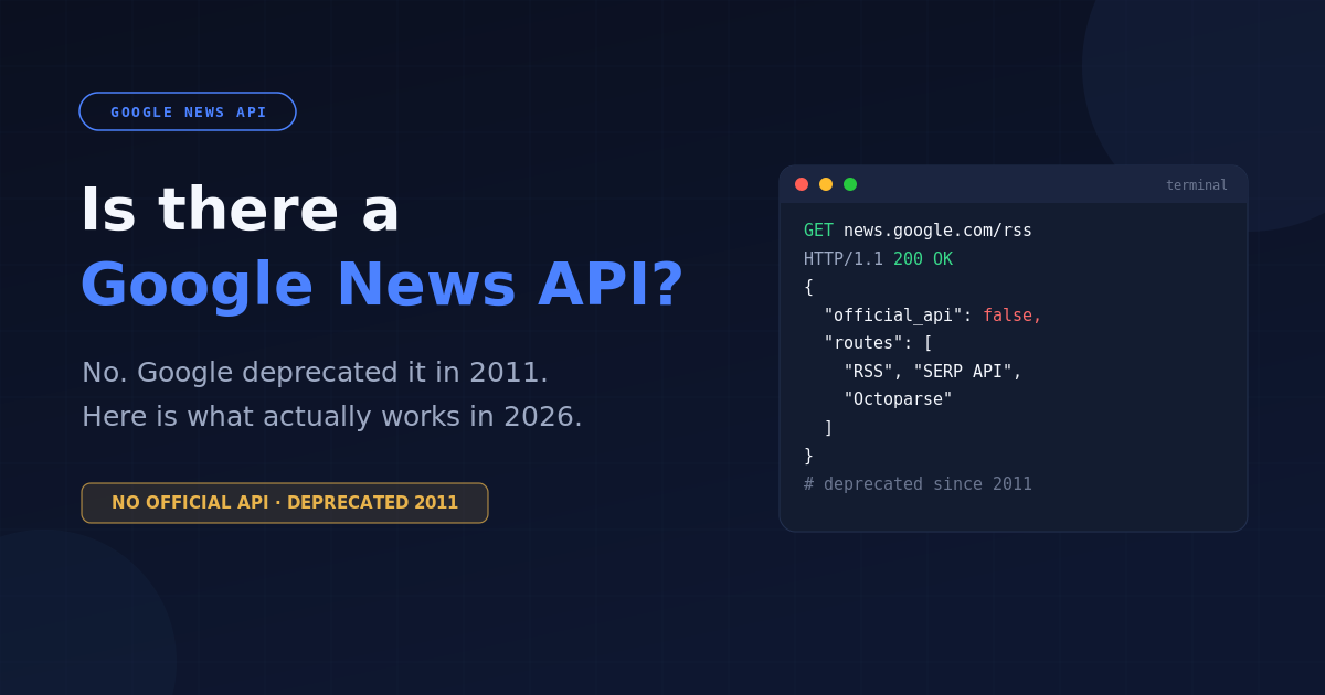 Is there a Google News API, deprecated in 2011 and the routes that work in 2026