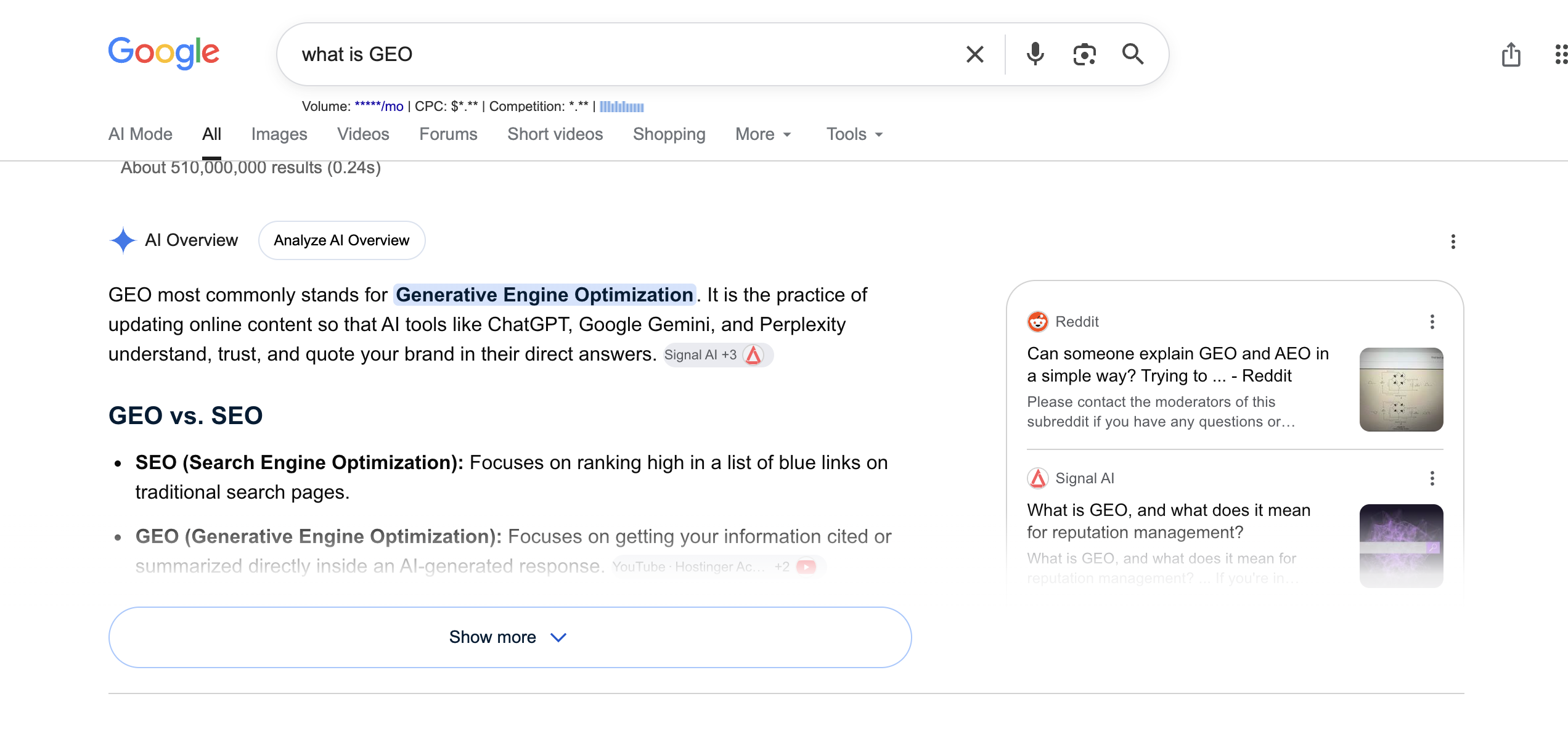 AI overview in google