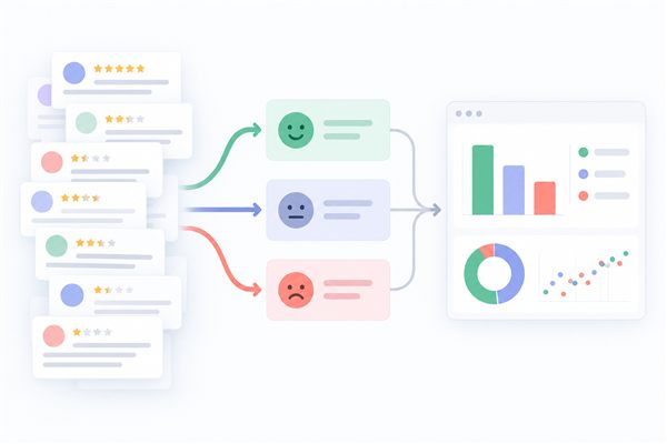 Amazon review cards grouped by sentiment for analysis