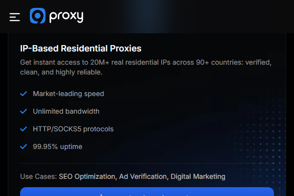 9Proxy's IP-based residential product and protocol listing