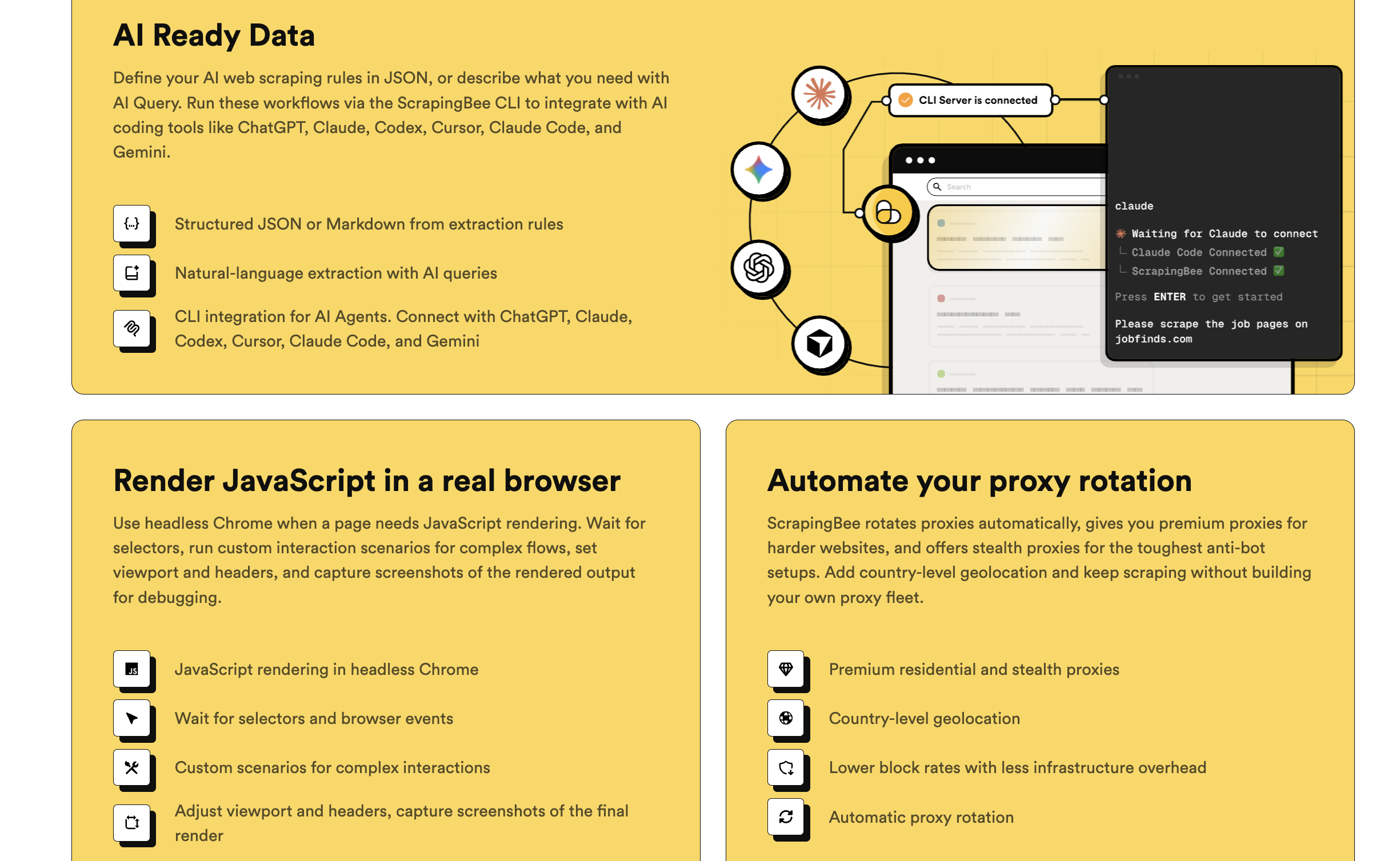 Scrapingbee's web scraping services