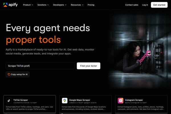 Apify official homepage, captured October 7, 2026