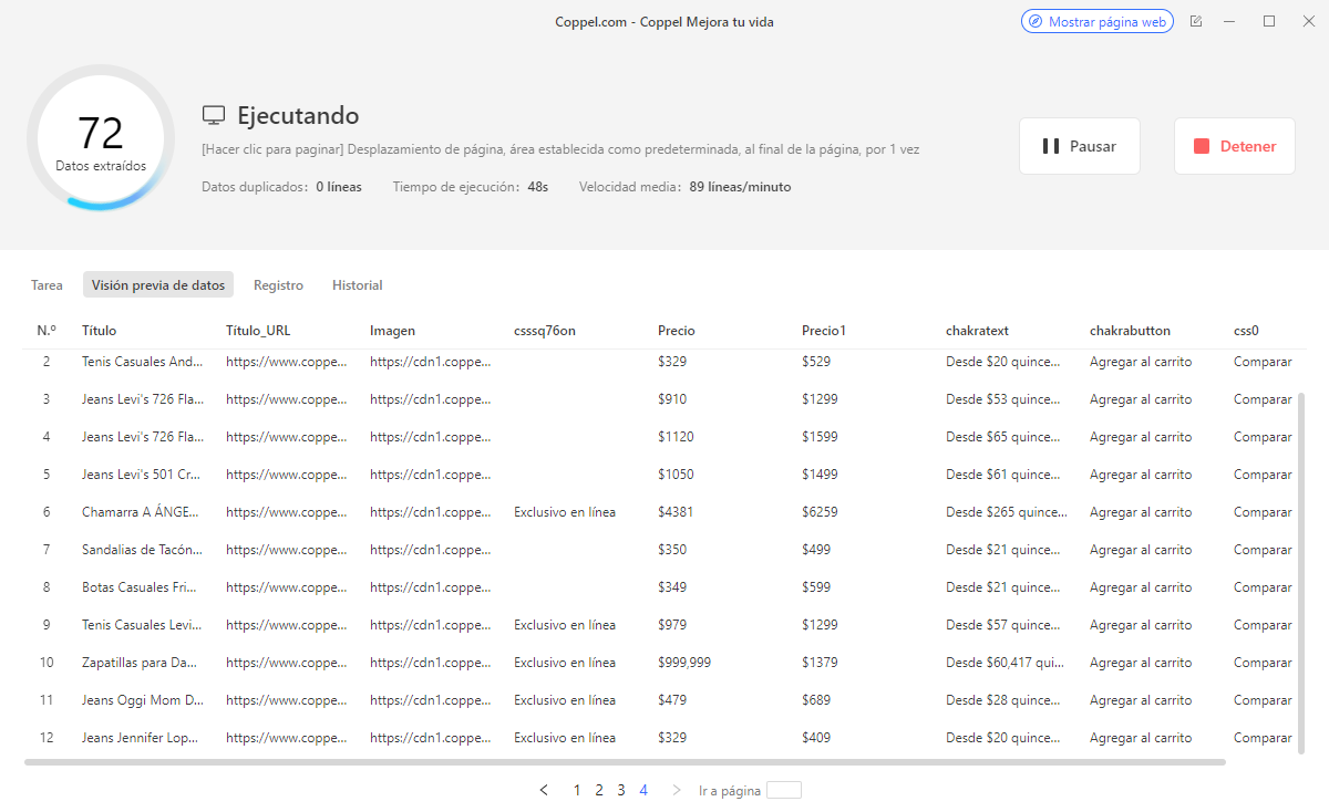 datos de coppel por octoparse