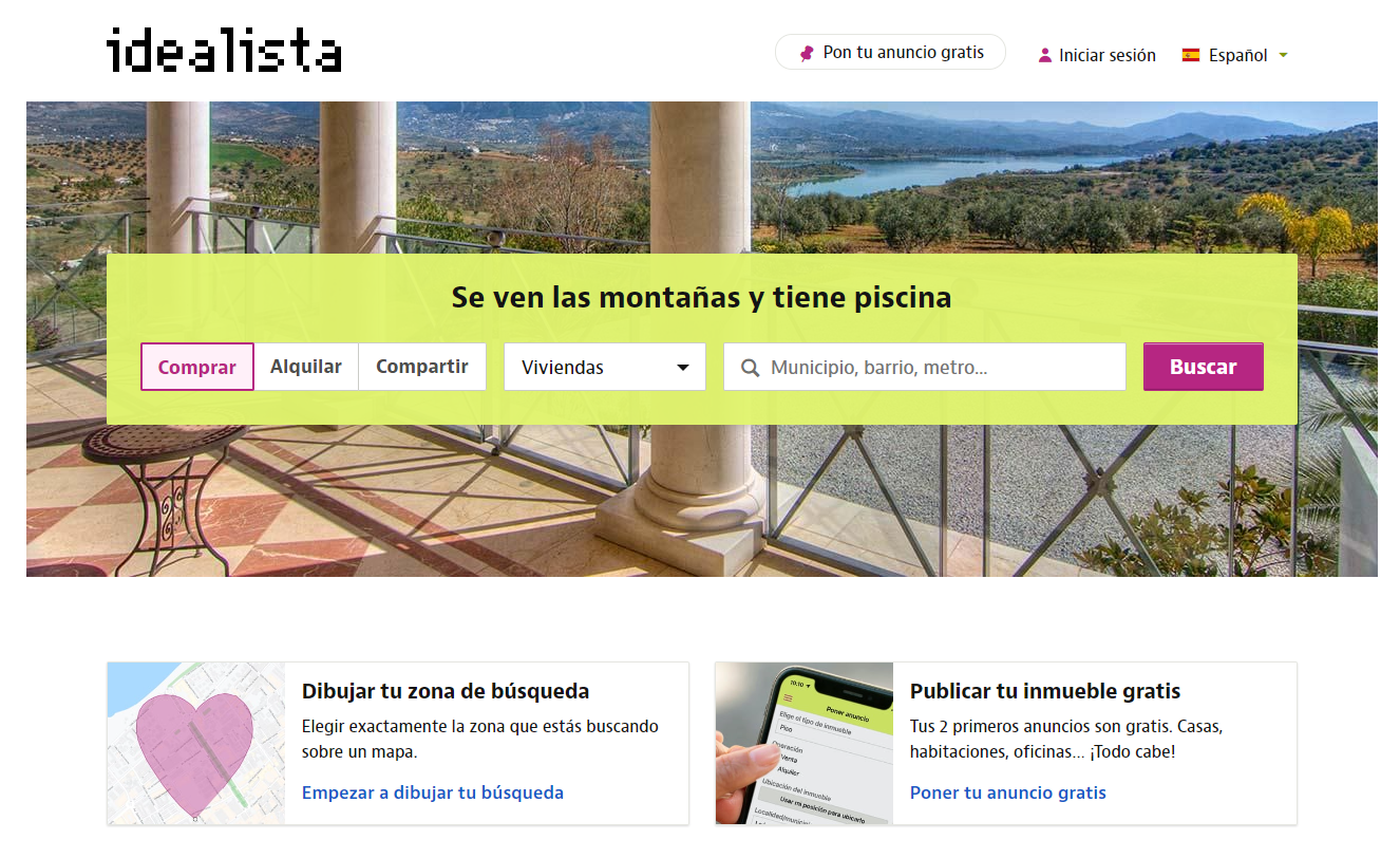 homepage de idealista - octoparse