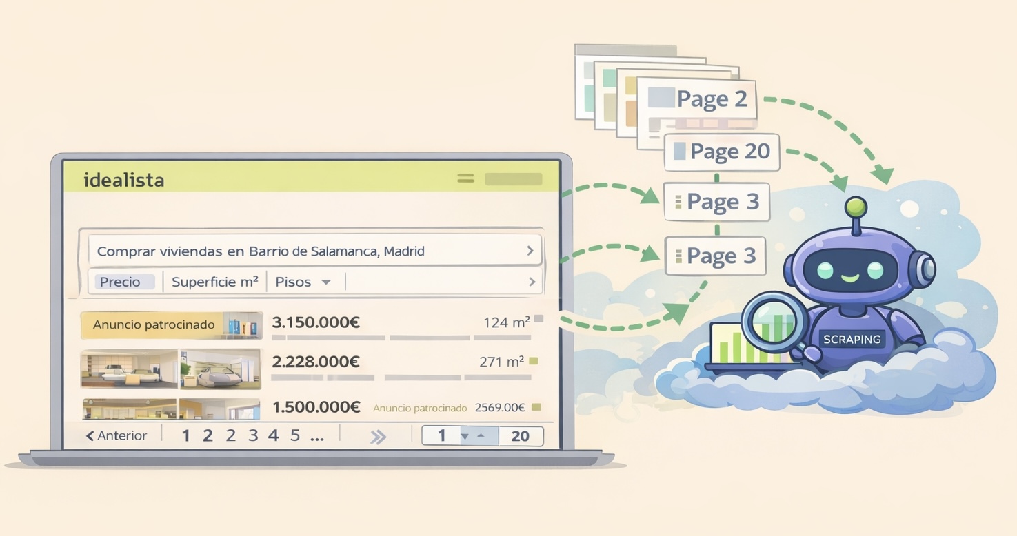 Extracción completa de datos de Idealista para análisis de precios por zona y tipo de vivienda mediante scraping automático