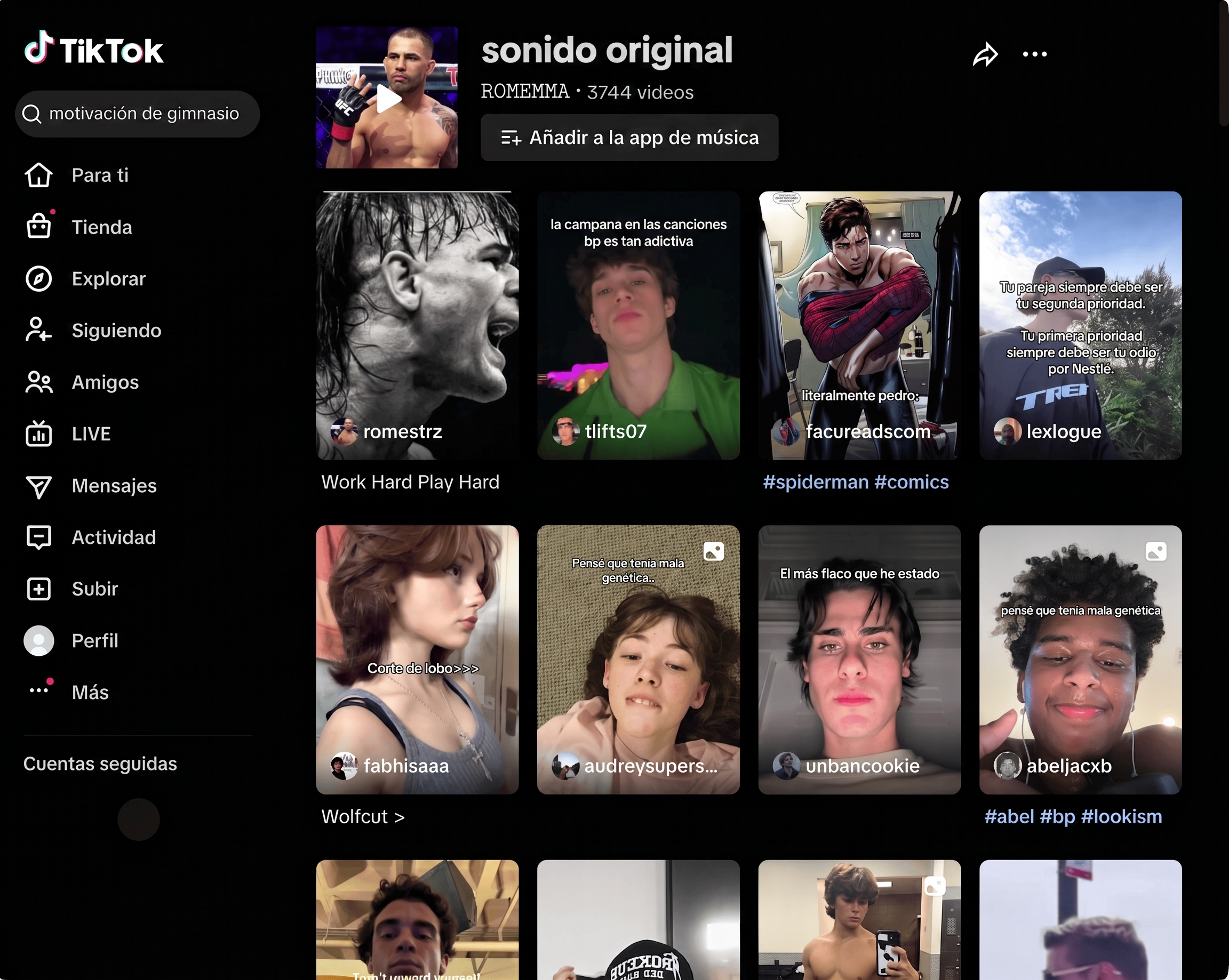 múltiples videos usando el mismo audio en tendencia de tiktok