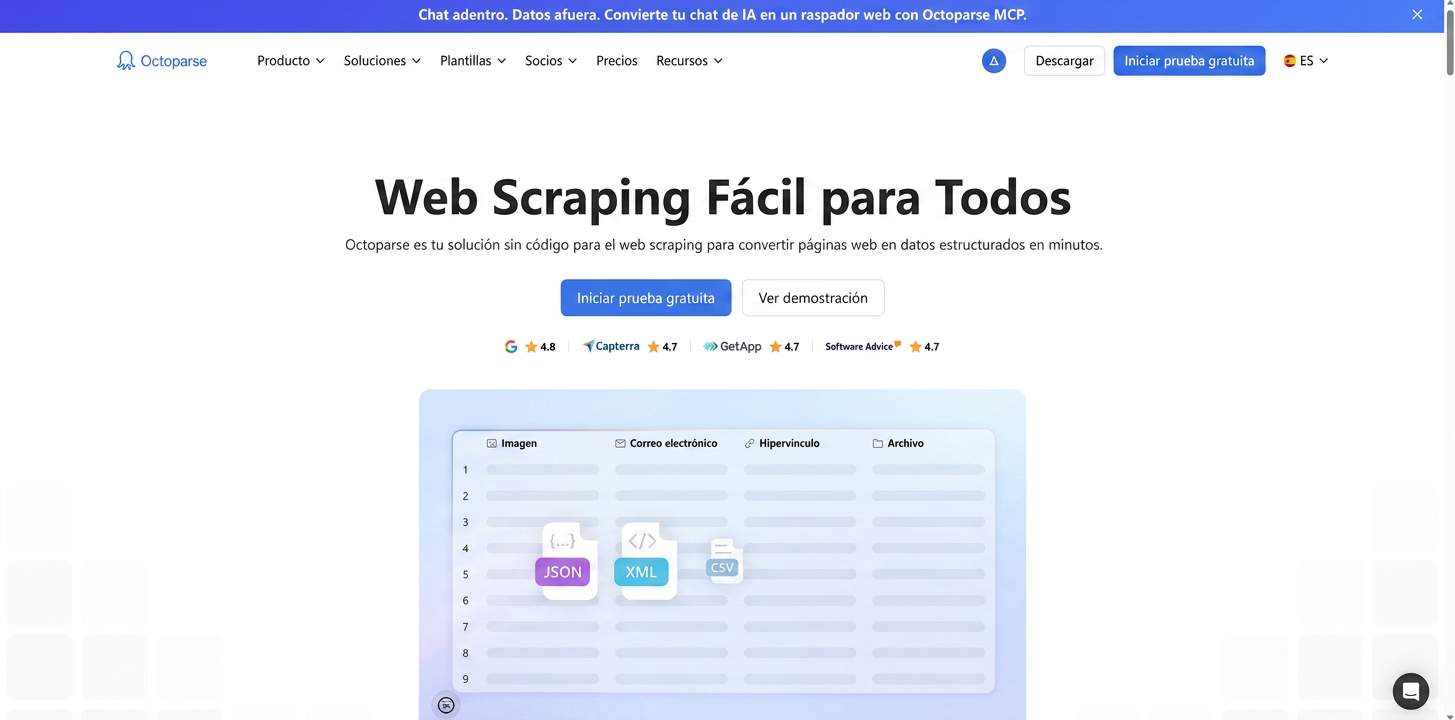 Servicios de web scraping de Octoparse