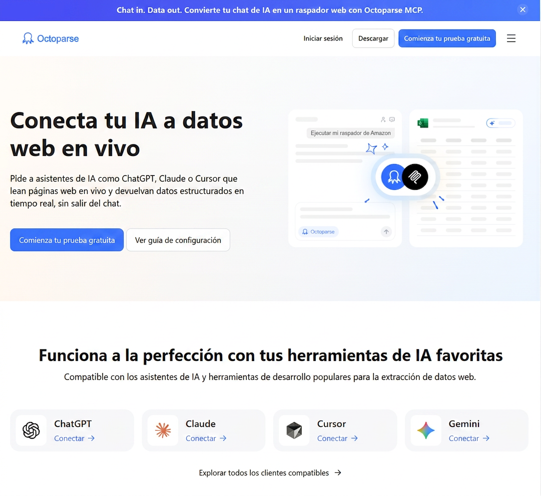 Octoparse MCP para web scraping automatizado