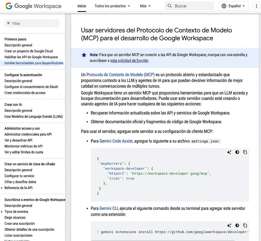 Google Workspace MCP integrado con IA