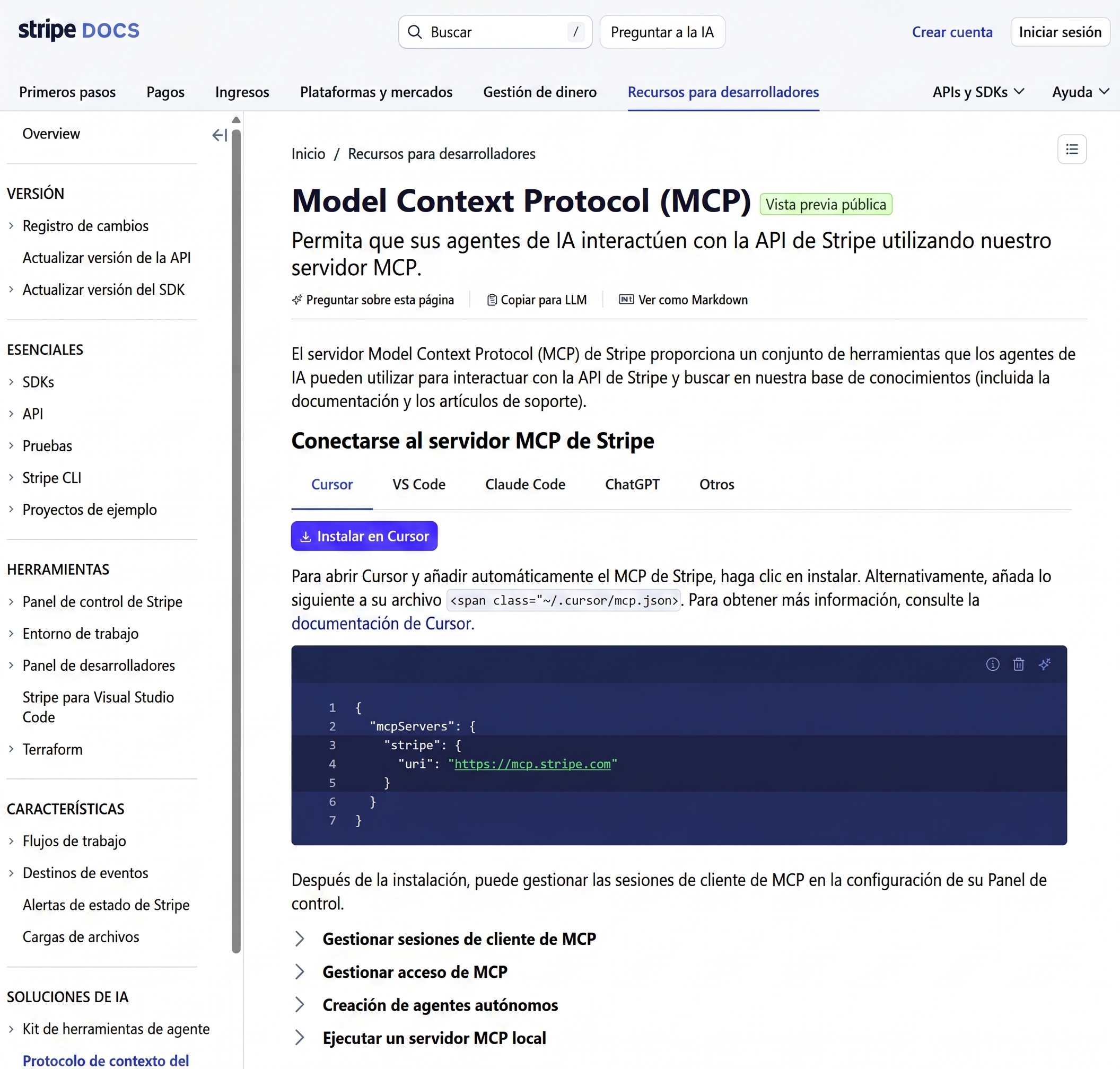 Stripe MCP para métricas financieras