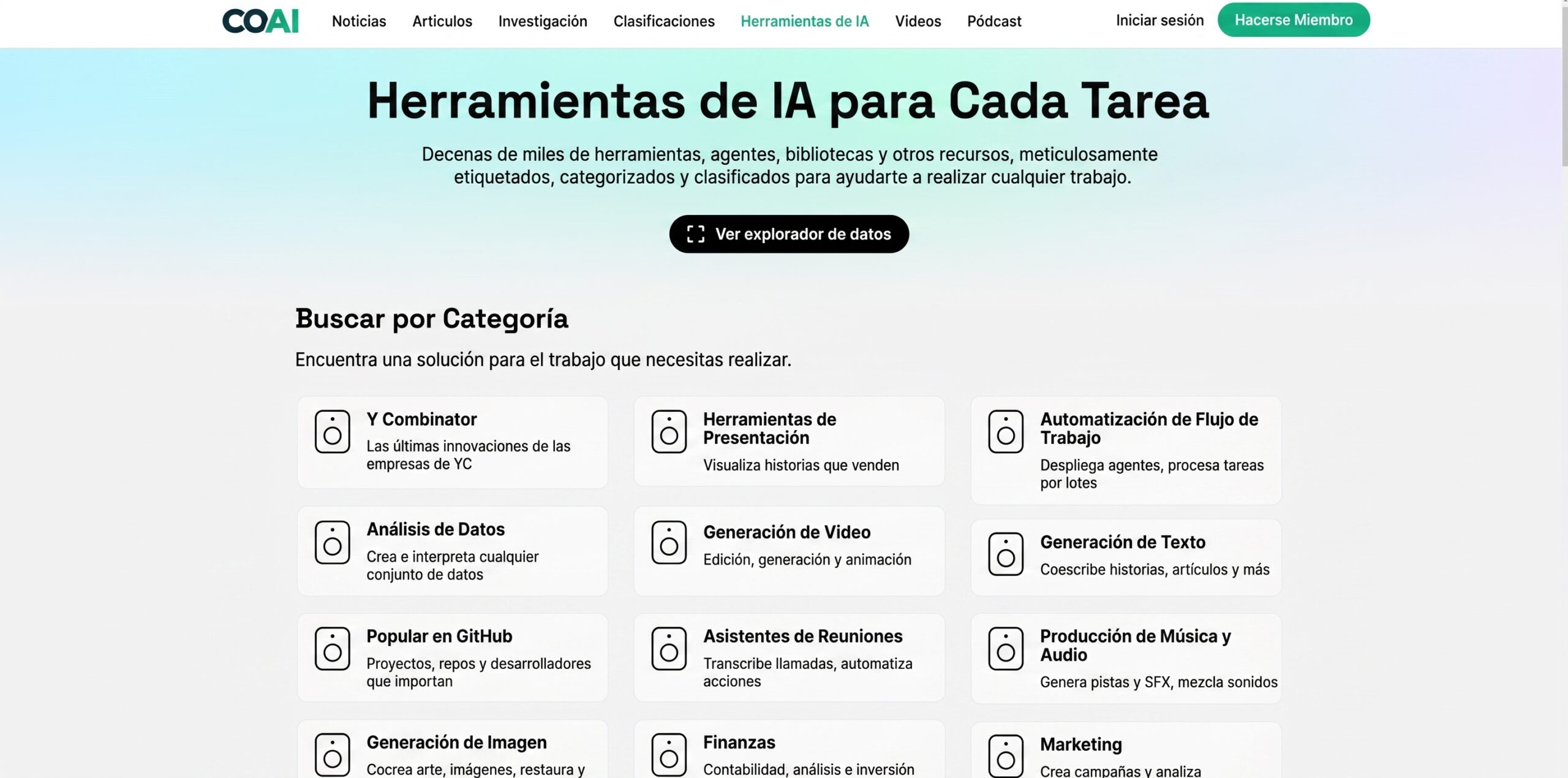 Panel de control de la herramienta de web scraping