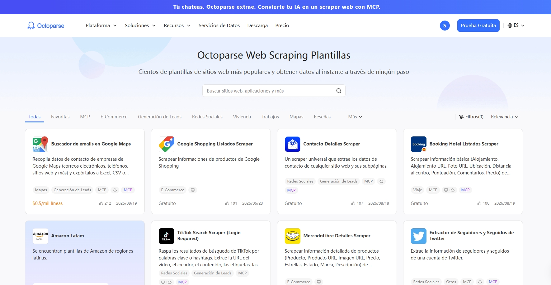 plantillas de Octoparse