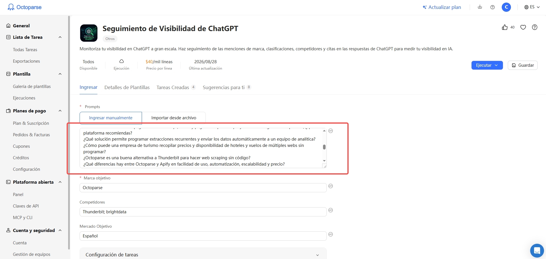 captura de uso de plantilla de seguimiento de visibilidad de ChatGPT