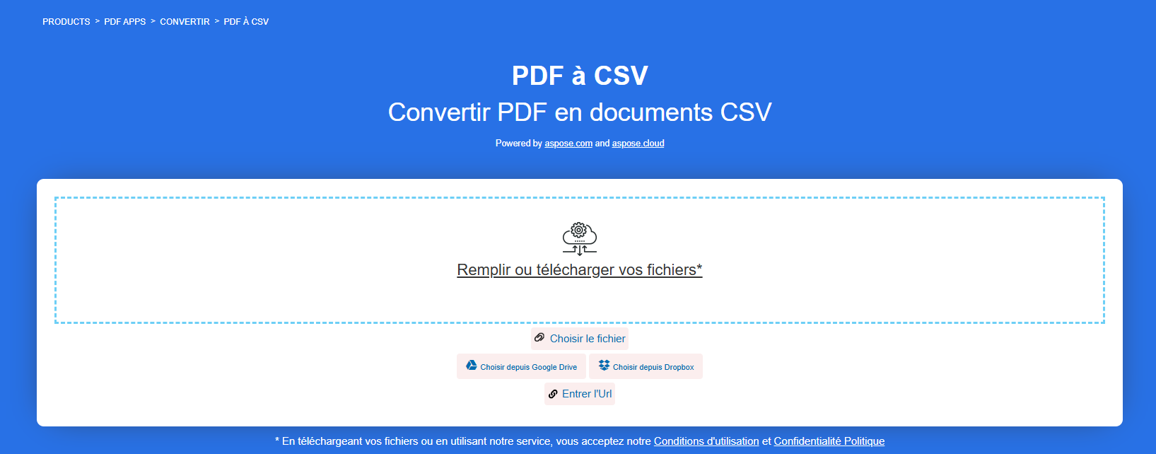 Aspose - convertisseur PDF en CSV