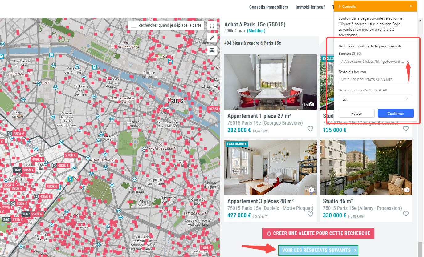 Configurer la pagination