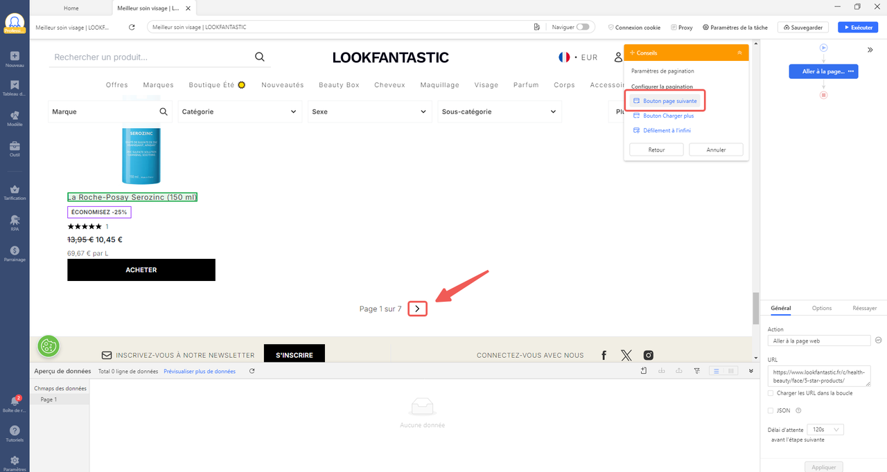 Localiser le Bouton page suivante sur Lookfantastic
