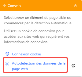Lancer la détection automatique pour que l’outil construise votre crawler.