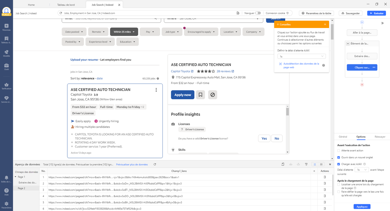 Extraire le contenu de la page web dynamique avec Octoparse