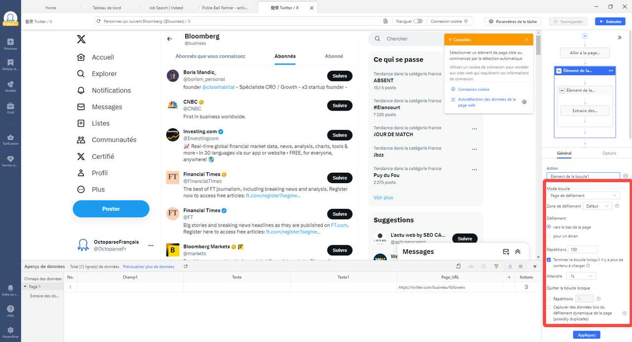 Extraire le contenu de la page web avec un défilement infini avec Octoparse
