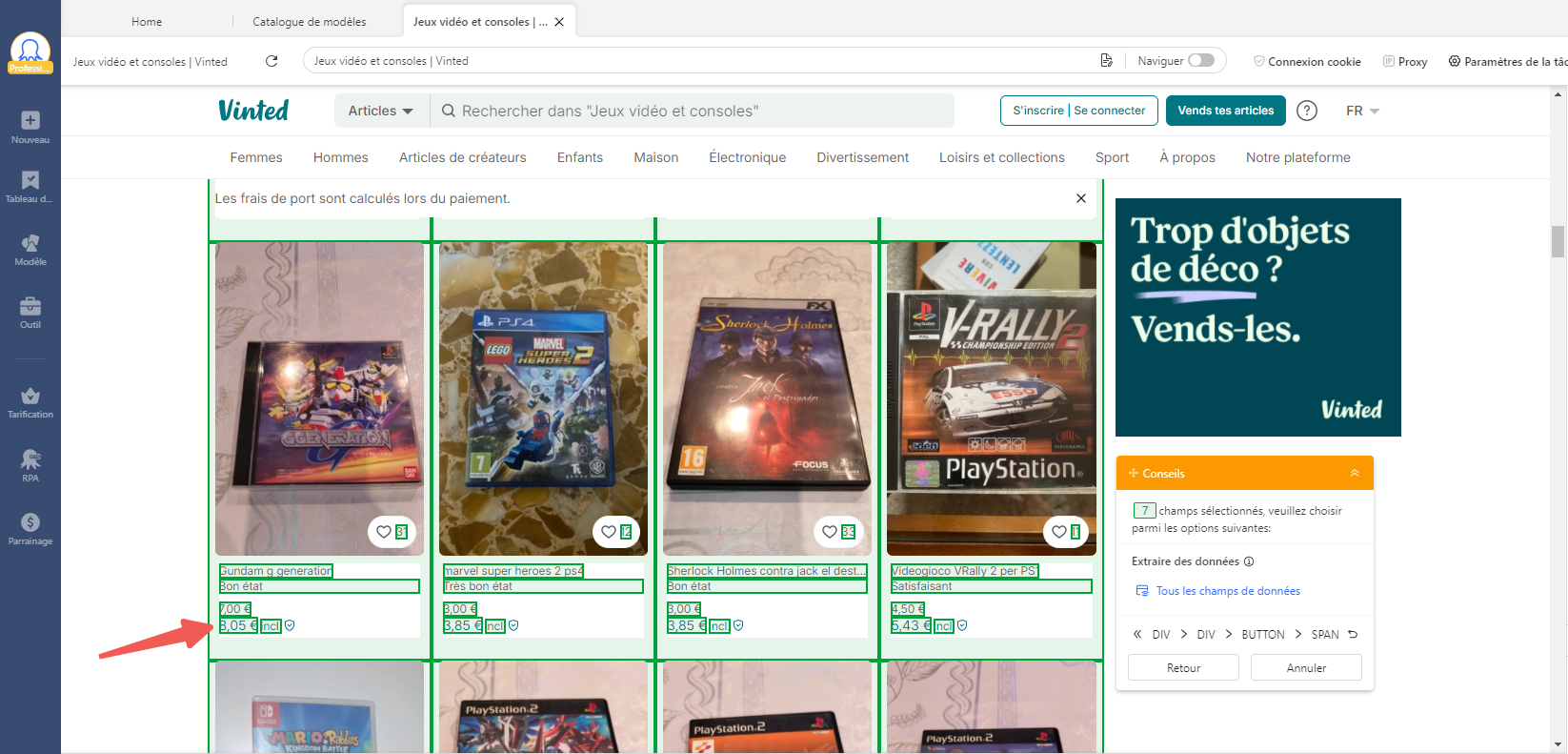 le web scraping sur Vinted