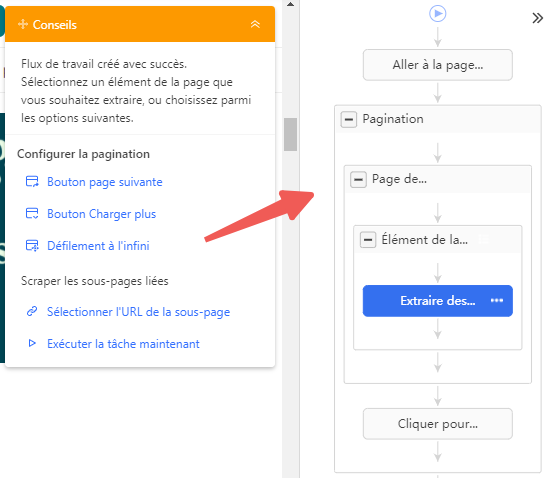 Créer et modifier le flux de travail sur Ocotoparse