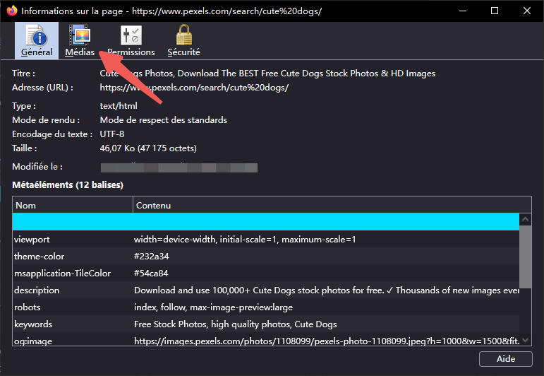 Accéder à l’onglet « Médias » sur Fierfox